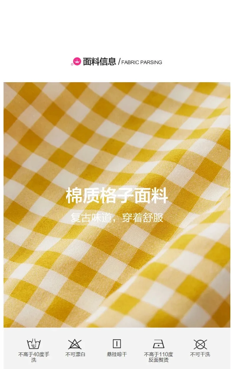 Клетчатые Детские футболки в Корейском стиле Стиль блузки для девочек с пышными