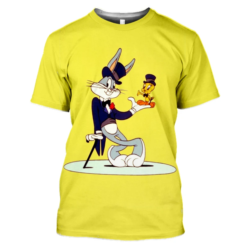 

Men and Women Summer T-Shirt Cartoon Rabbit 3D Printed Shirt Casual and Comfortable White Kawaii Children's Street Top 2021