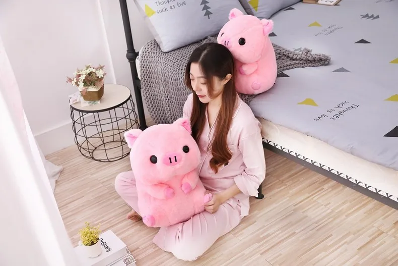 Розовый сидящий свинья большая голова Копилка Мягкая кукла Дети Huggable животное мягкая упаковка Детская плюшевая игрушка спящий компаньон Аппетитный плюш