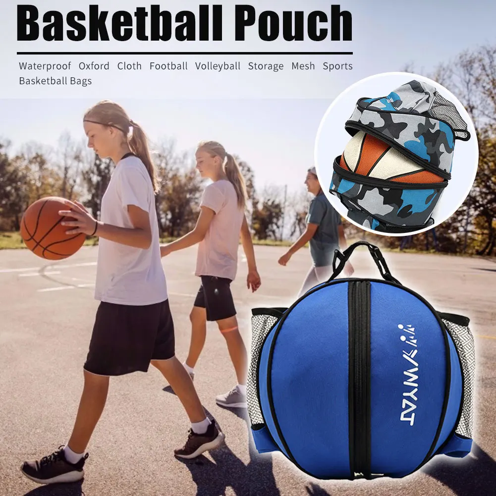 

Round Shaped Mesh Basketball Bags Waterproof Oxford Cloth Football Storage Pouch for Indoor Exercise Sport Decoration