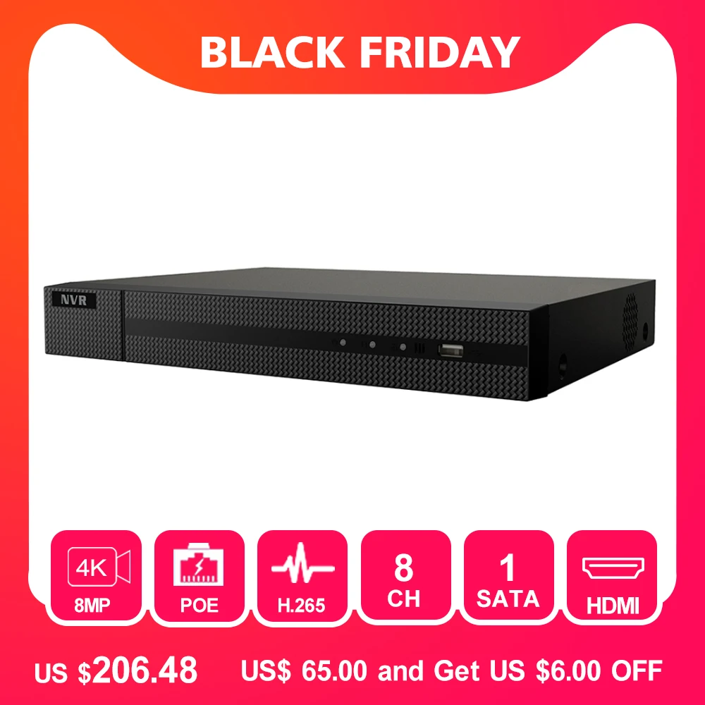 Hikvision HiLook NVR 108MH C/8 P OEM 8CH POE 8 канальный 4K CCTV система 8MP IP камера видеорегистратор с 2