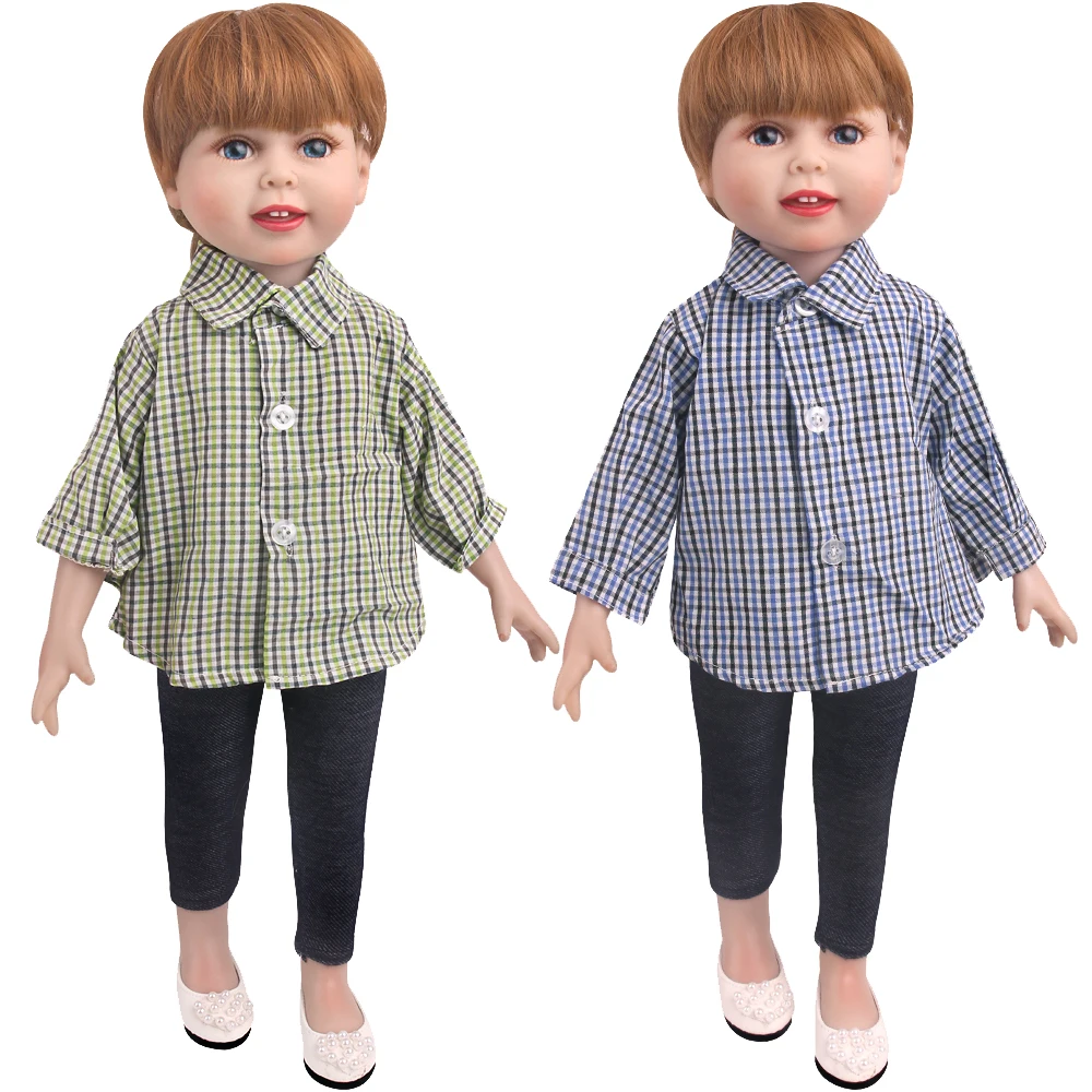 American Doll Girls Clothes Casual Plaid Shirt Suit Dress Bo
