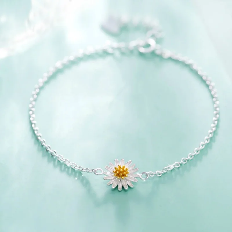 Цинковый сплав шикарный браслет маленькая Маргаритка цветы от солнца золотой