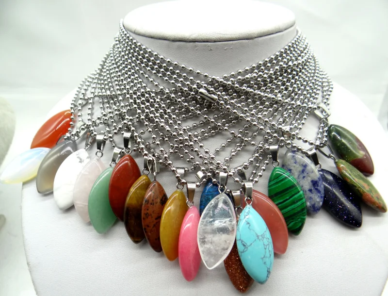 Кулон из натурального камня лошадиный глаз 34 х16 мм|Подвески| |