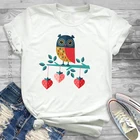 Премиум модная женская Милая забавная одежда с рисунком птицы клубники женская футболка с графическим рисунком футболка футболки