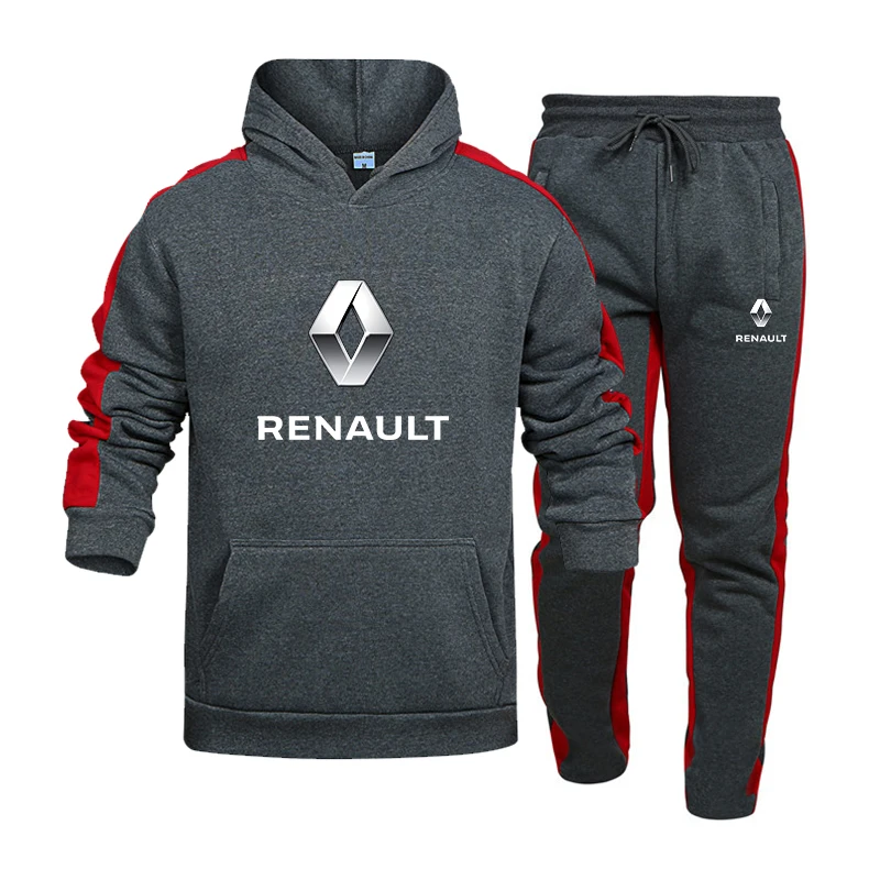 

Tracksuit Men 2 Piece Sets 2021 New RENAULT car Brand Autumn Winter Print Hooded Sweatshirt+pants Pullover Hoodie Sportwear Suit