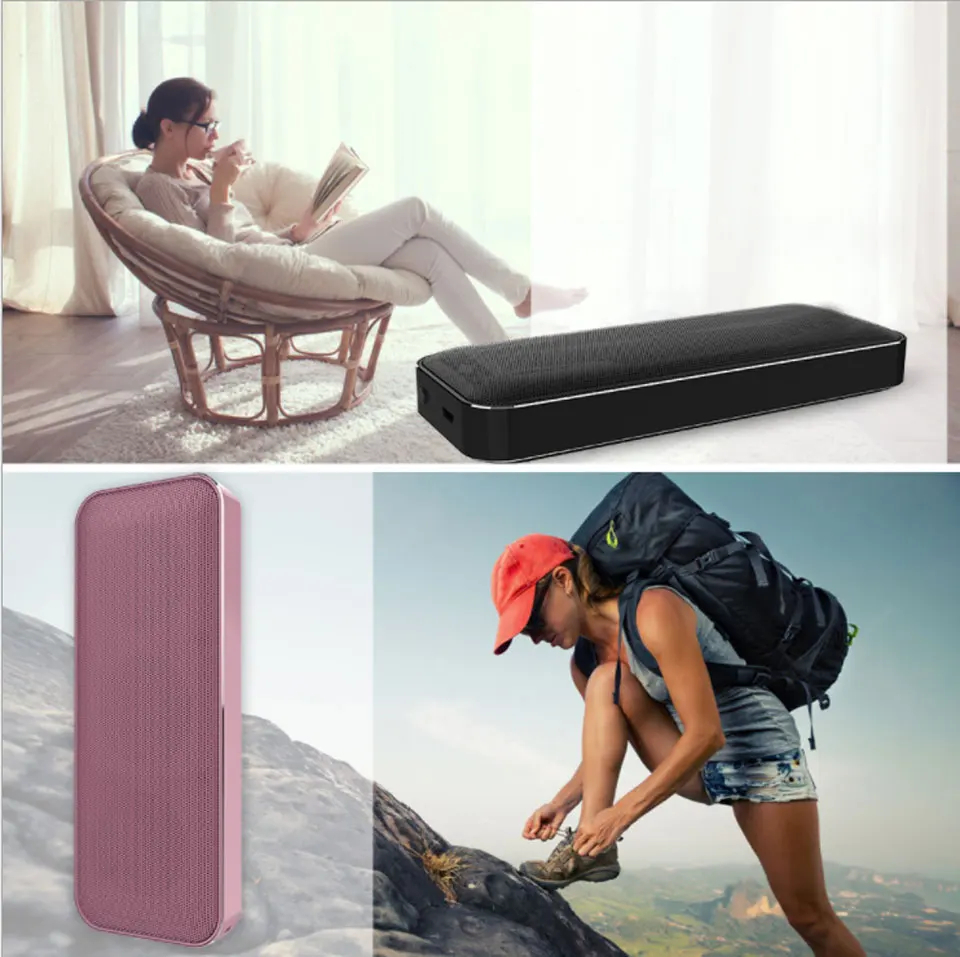 

Metal Stereo Dual Ultra-Thin Hands-Free Portable Wireless Bluetooth Speaker Loud Music Sound Box Pocket Style Rechargeable