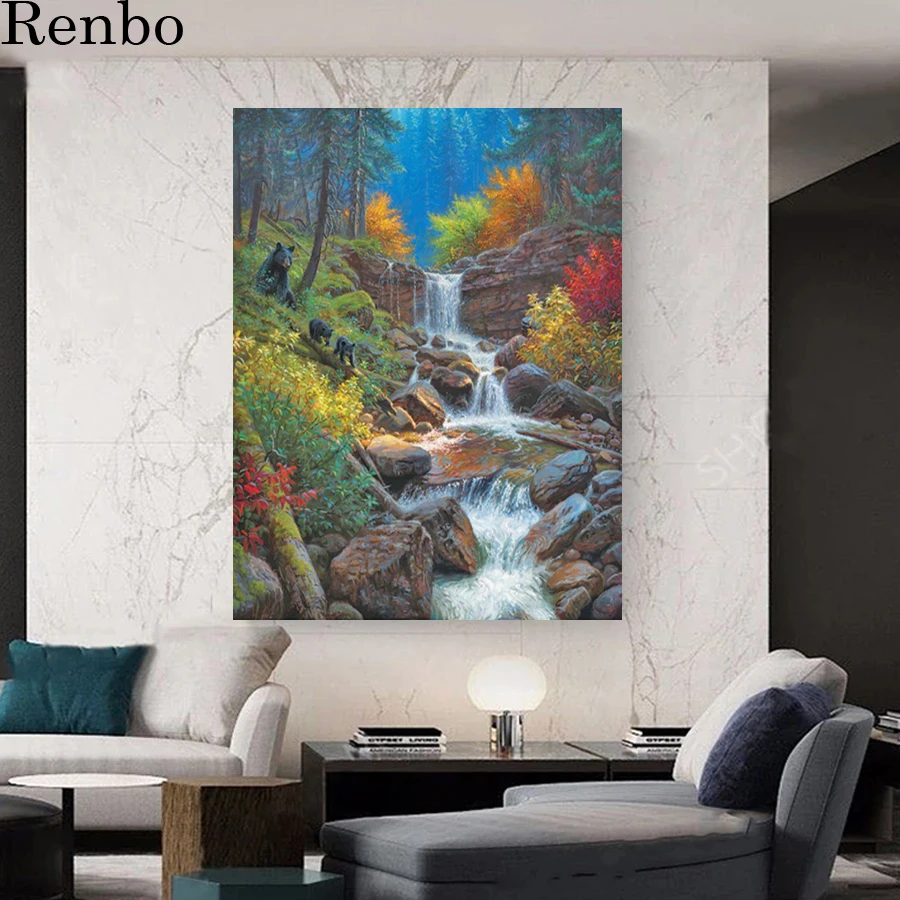 

Diy 5D diamond painting diamond mosaic mountain Cascade full diamond embroidery cross stitch kit landscape Home decoration New
