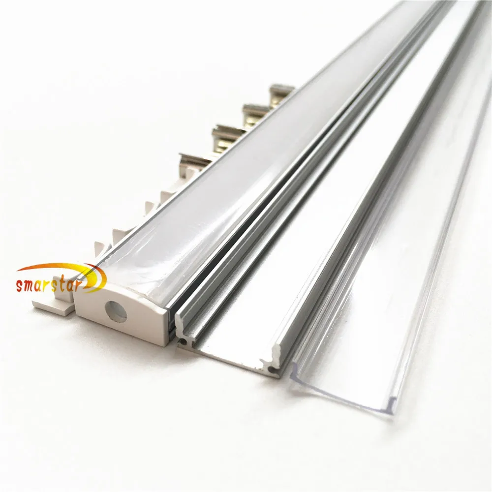 

50cm led bar light Shell U Aluminum channel milky clear cover holder clip 0.5m Aluminum trough grooved radiator for LED strip #9
