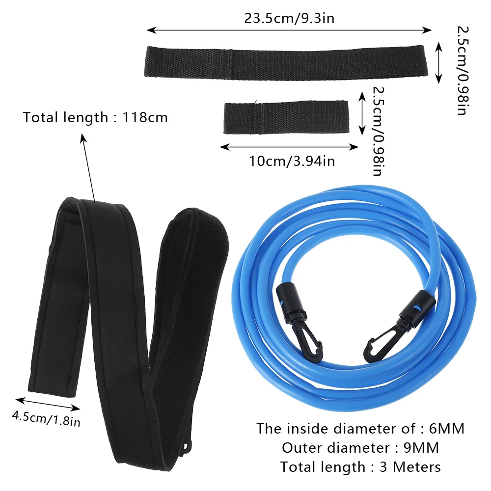

3/4M Adjustable Pool Swimming Belt Leash Tether Resistance Band Training Aid Swim Harness Elastic Rope Cords Harness Exerciser