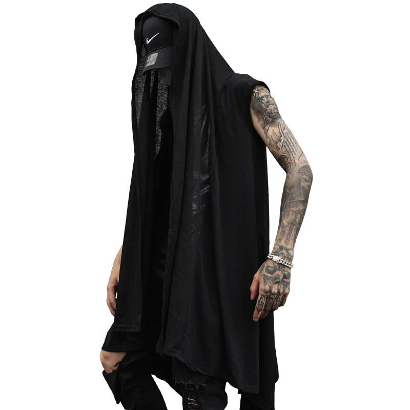 Мужской Длинный жилет в стиле панк для ночного клуба|colete masculino|vest vestcolete colete |