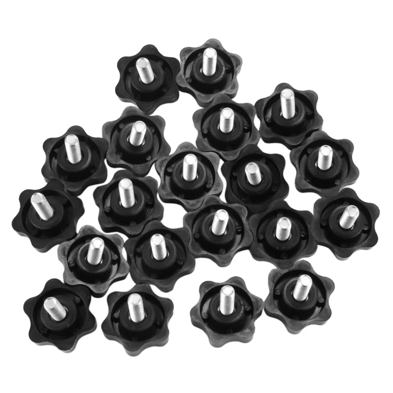 

Knobs with star-shaped head and male thread M6x16mm, diameter 25mm, pack of 20