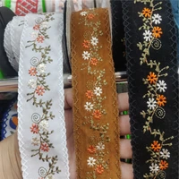 4 3cm width embroidered flowers lace webbing for needlework dentelle sewing accessories sell by yard