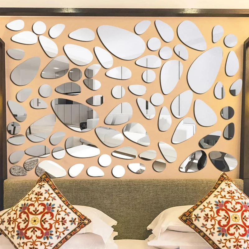 Съемные самоклеящиеся наклейки на стены 3D гальки зеркальная поверхность акрил