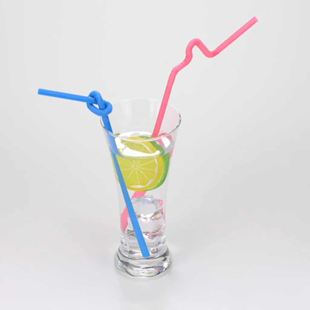 

100pcs Of Straws Flexible And Curved Party Disposable Plastic Straws Various Colors Kitchen Accessories Affordable And Cheap
