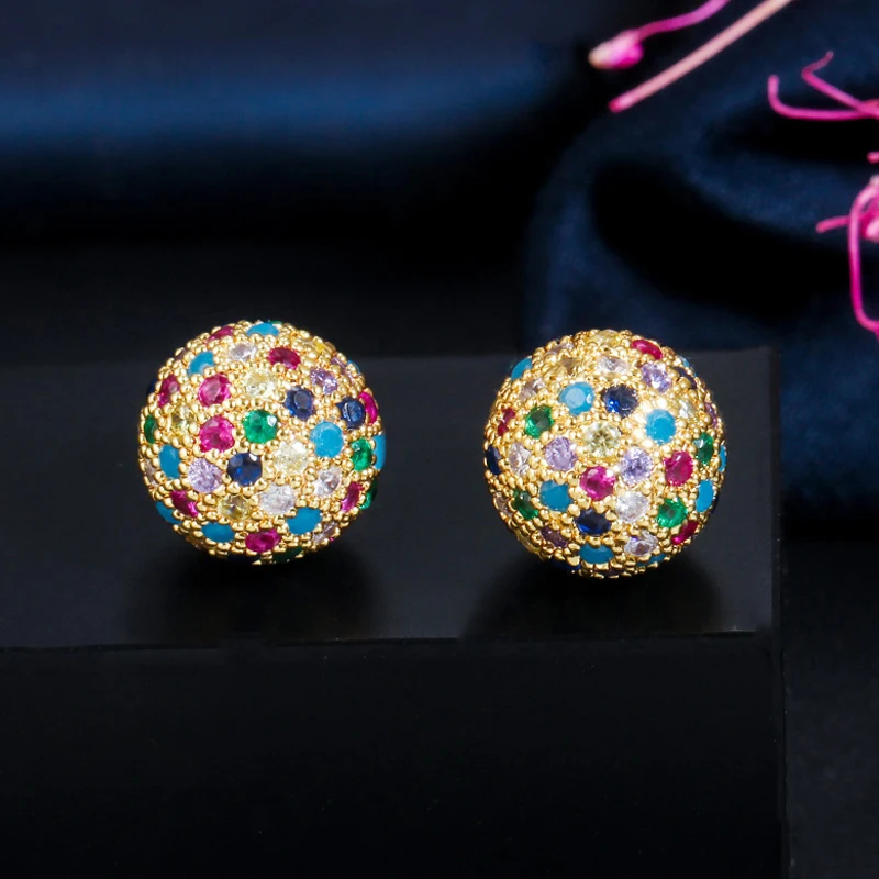 BeaQueen изящные разноцветные Серьги-гвоздики с кубическим цирконием и кристаллом