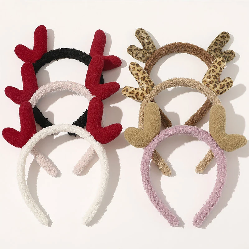 

Cartoon Antlers Fashion Xmas Hair Accessories Plush Simple Headband Autumn Winter Fleece Head Hoop Christmas 3D Elk Hairband