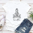 Дышащая женская футболка для медитации, футболка для тренировок в стиле бохо и йоги, забавная женская футболка с графическим принтом Namaste, футболка