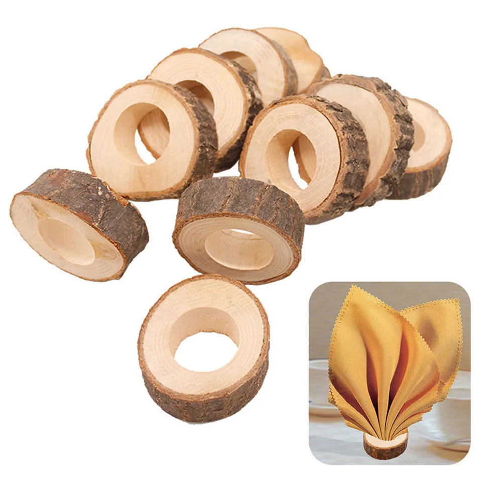 10 шт. деревенские круглые держатели кольцо для салфеток отеля на день рождения