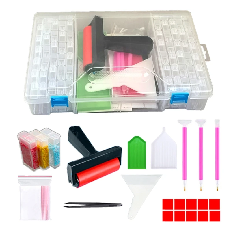 

5d Diamond Paintings Tool Kit Classic 64 Grids Drill Pen Roller Sticky Diamonds Tools Set for DIY Diamond Drawing