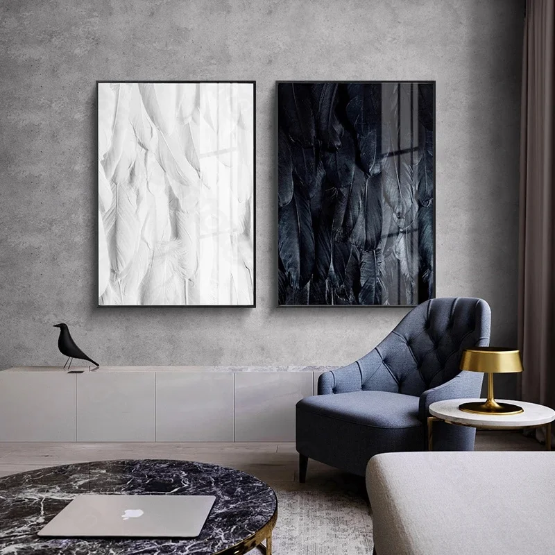

Still Life Painting Feathers Nordic Style Simple and Light Luxury Modern Nordic Decorative Painting Porch Living Room Corridor