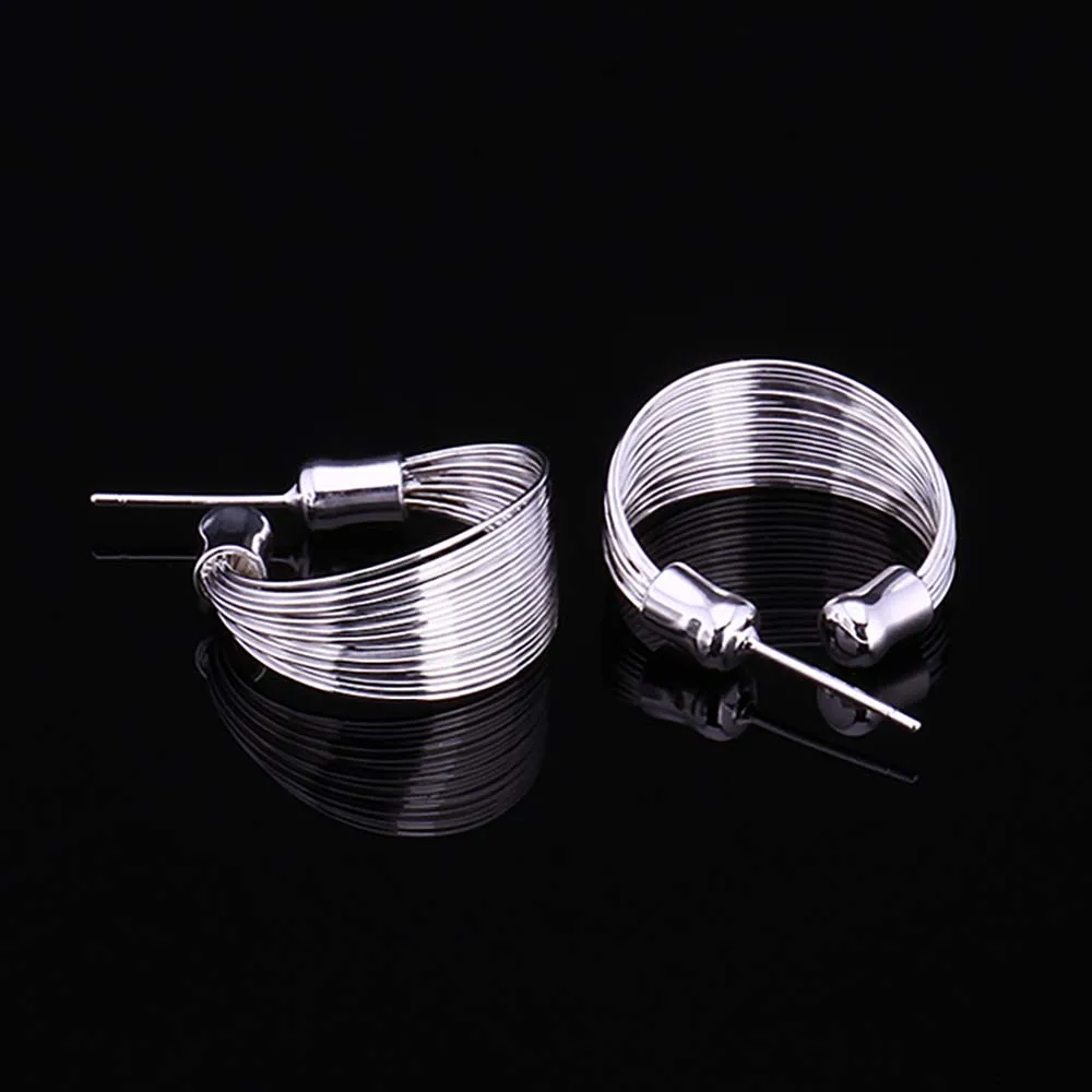 

New Korean Vintage Multi Line Hoop Earrings for Women 2020 925 Sterling Silver Statement Fine Party Jewelry Brincos Female Gifts