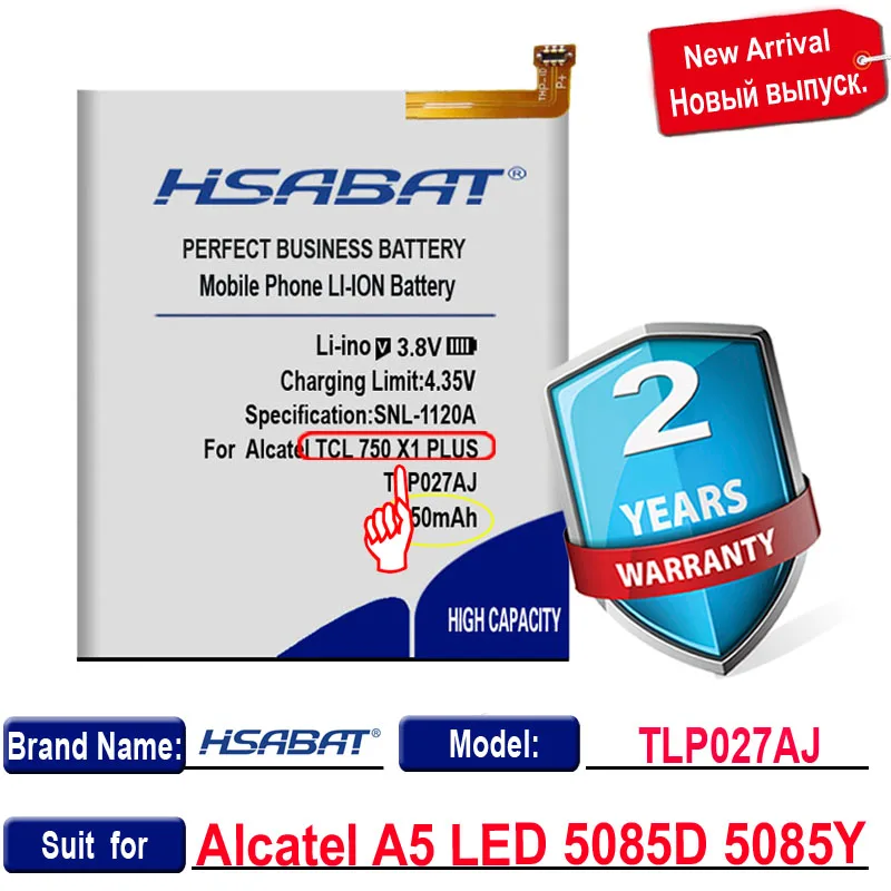 HSABAT 3850mAh TLp027AJ батарея для Alcatel TCL 750 X1 PLUS A5 LED 5085D 5085Y|Аккумуляторы мобильных