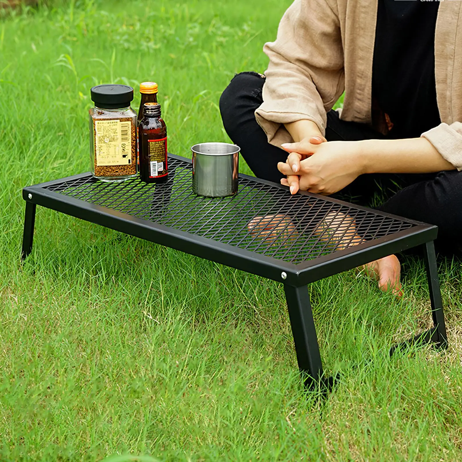 

Outdoor Folding Table Hanger Basket Hanging Storage Mesh Net Camping Table Storage Hanging Basket Finishing Net For Chair Picnic