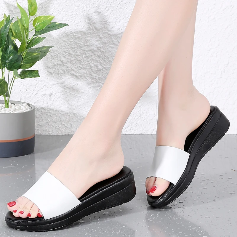 Jzzddown/модные простые женские шлепанцы из спилка Летние сандалии на плоской