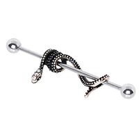 1pc stainless steel snake dragon punk long ear piercings helix piercings earring tragus barbell piercings gothic body jewelry