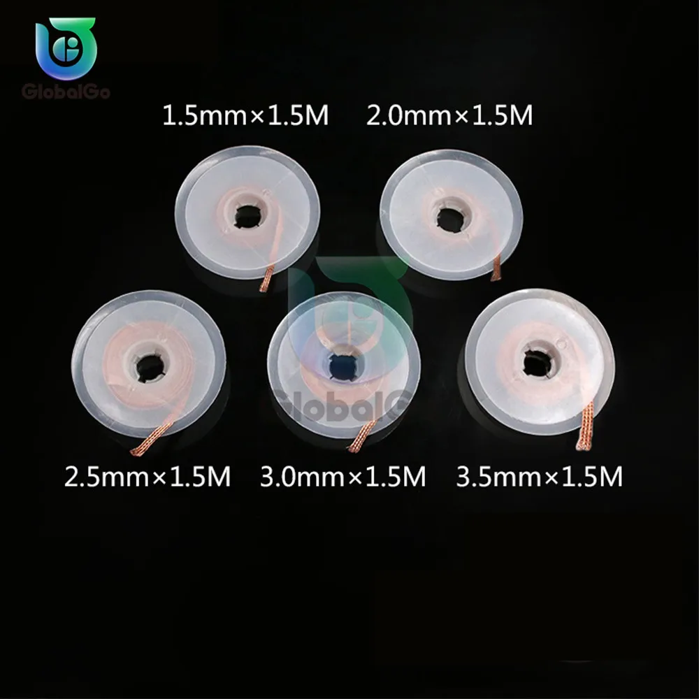 Ширина 1,5 мм 2,0 мм 2,5 мм 3 мм 3,5 мм длина 1,5 м оплетка для снятия фитиль ремонт провода инструмент для BGA всасывающий провод