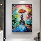 Девушка с красным зонтом Искусство Холст Картина маслом на стену красочные плакаты и принты Настенная картина для декора гостиной