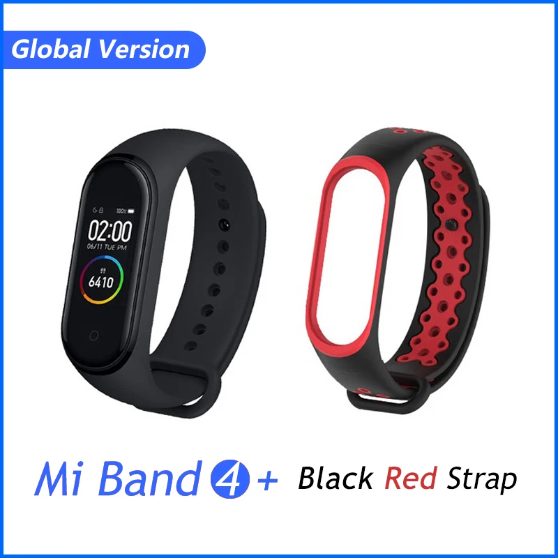 GB Add BlackRed S. Xiaomi mi Band 4 новейшая музыка Смарт mi band 4 Браслет Пульс фитнес 135 мАч цветной экран Bluetooth 5,0 - Цвет: GB Add BlackRed S.