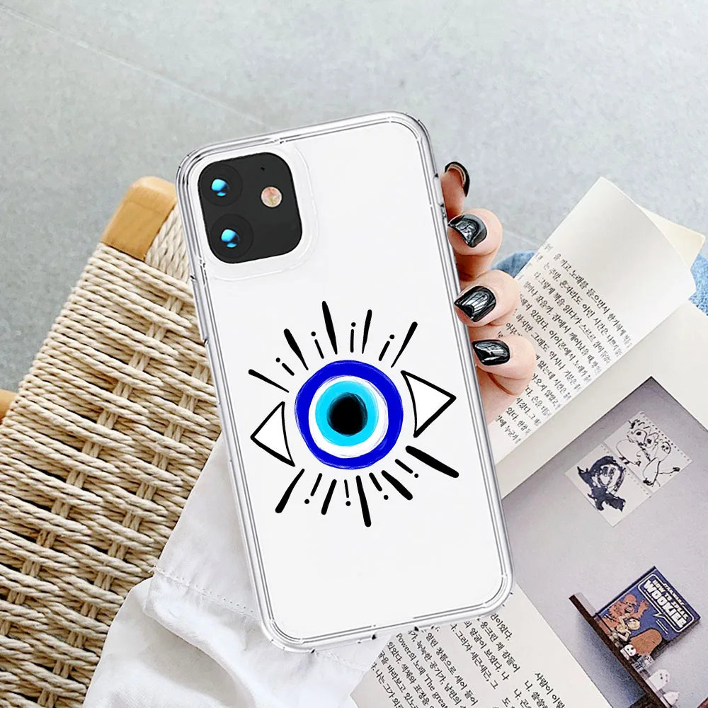 

Fashion Lucky Eye Blue Evil Eye Soft TPU Clear Phone Case For iPhone 11 12 Pro Max 8 7 6 6S Plus XR X XS Max SE2020 Cover Coque