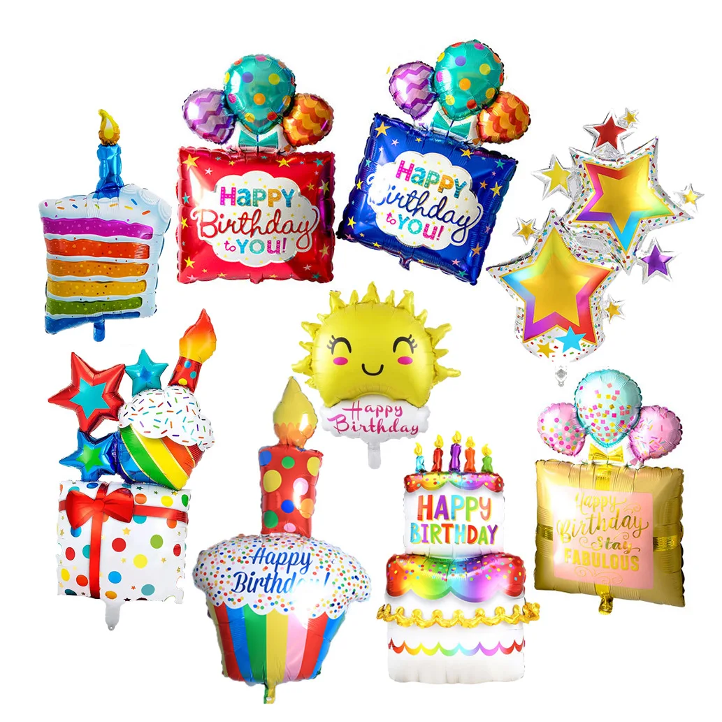Большие воздушные шары из алюминиевой пленки солнце звезды свеча торт украшение