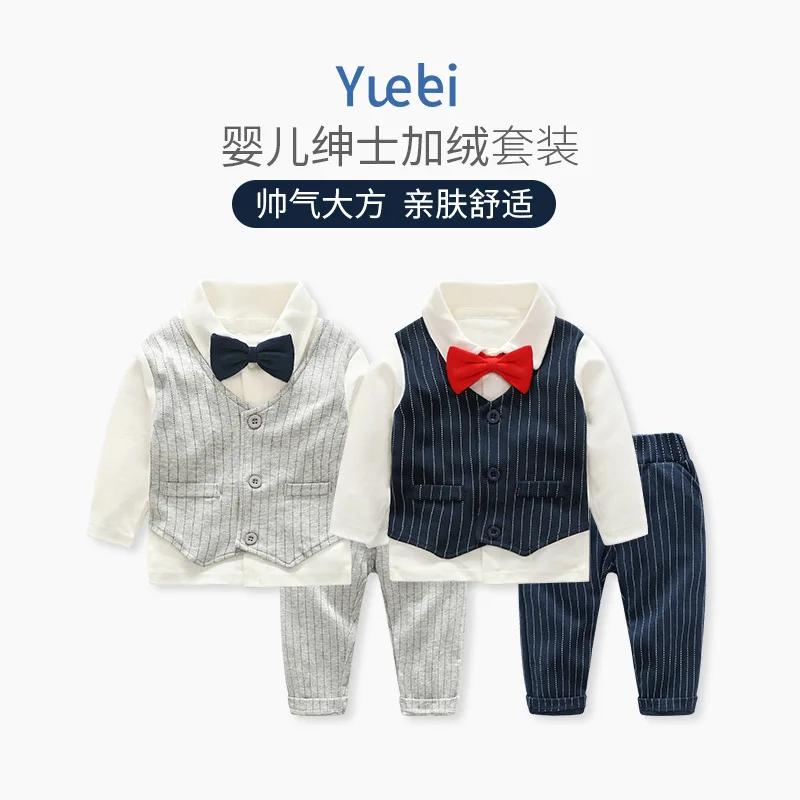 

Baby Gentleman Plus Velvet Dress Newborn Baby Gentleman Jumpsuit 1-3 years old