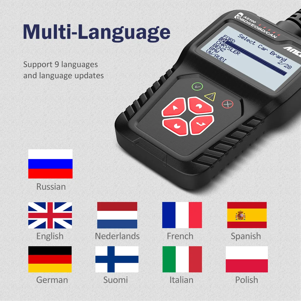 Ancel AS100 OBD2 сканер автомобильный OBD 2 анализатор двигателя инструмент считыватель