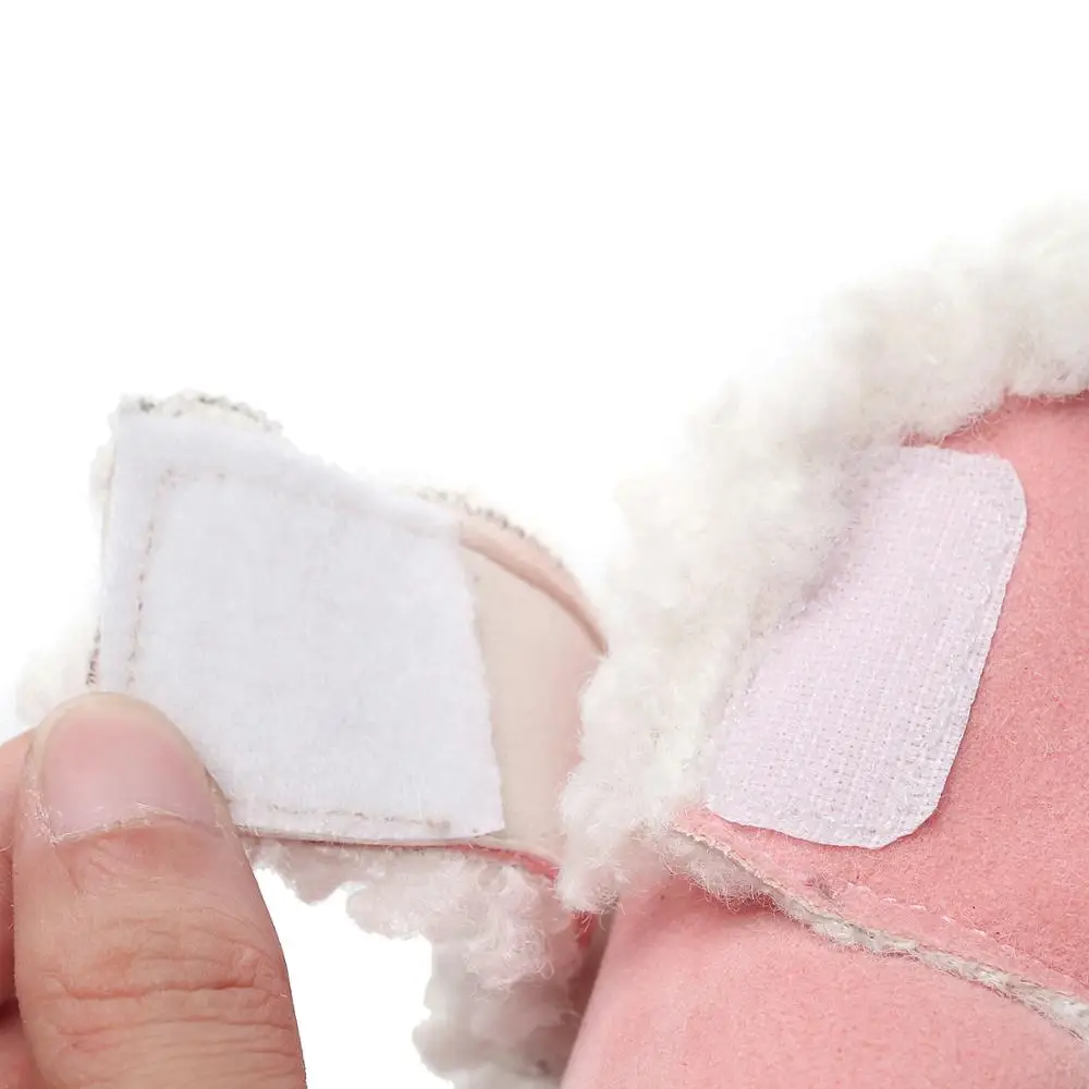 Зимняя обувь для новорожденных супертеплая плотная малышей леопардовая Розовая