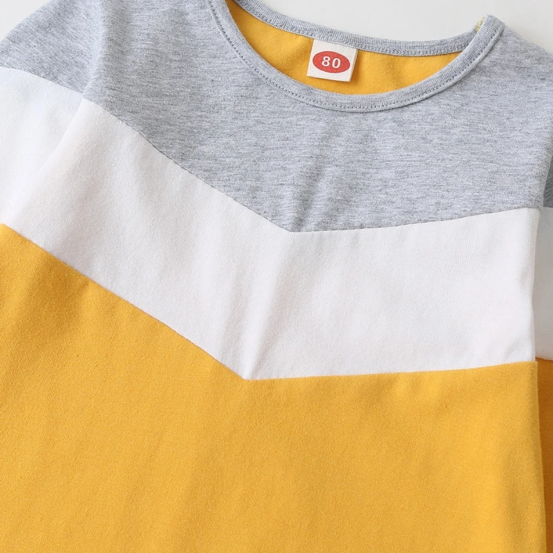 

European And American Children's Clothing, Baby Girls, Cotton Color-blocking Dress, Casual College Trend