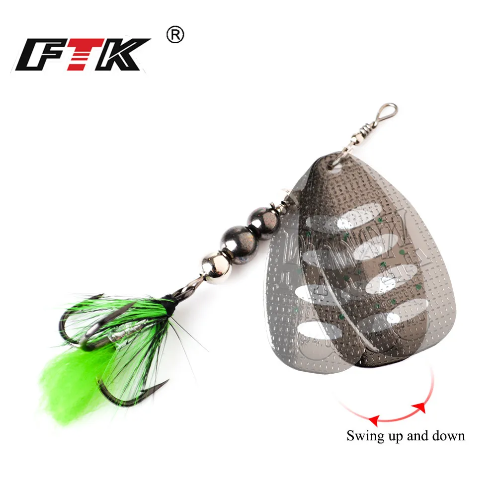 FTK Metal Fishing Lure Spinner Bait 8g 13g 19g Spoon Lures Bass Hard Baits With Feather Treble Hooks Wobblers Pike Tackle