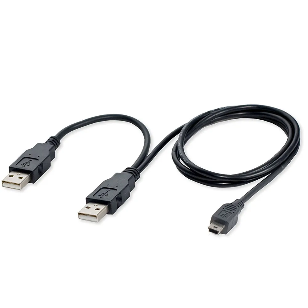 Новый черный двойной USB 2 0 Type A-USB Mini 5-контактный кабель B x1 Y для передачи данных и