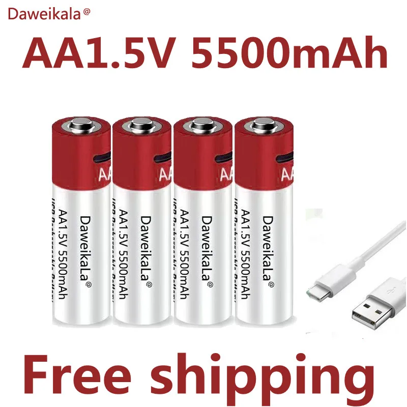 Новинка перезаряжаемый литий-ионный Аккумулятор AA USB 1 5 в 5500 мАч/литий-ионный