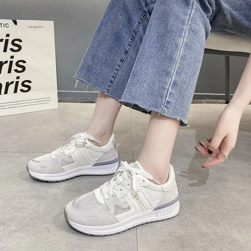 

2021 New Summer White Shoes Comfortable Versatile Student Shoes Flat Bottom Breathable Mesh Sports Shoes Women's Shoes