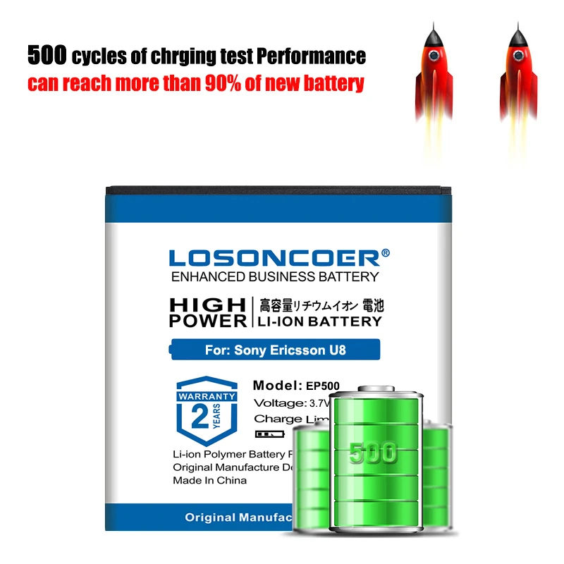 LOSONCOER 3600 мАч EP500 для Sony Ericsson E16i SK17i W8 ST15i U5 U8i X8 WT18i/ST15i/ E15i/E16i/U 5i/X7/X7 mini U8 аккумулятор|sony