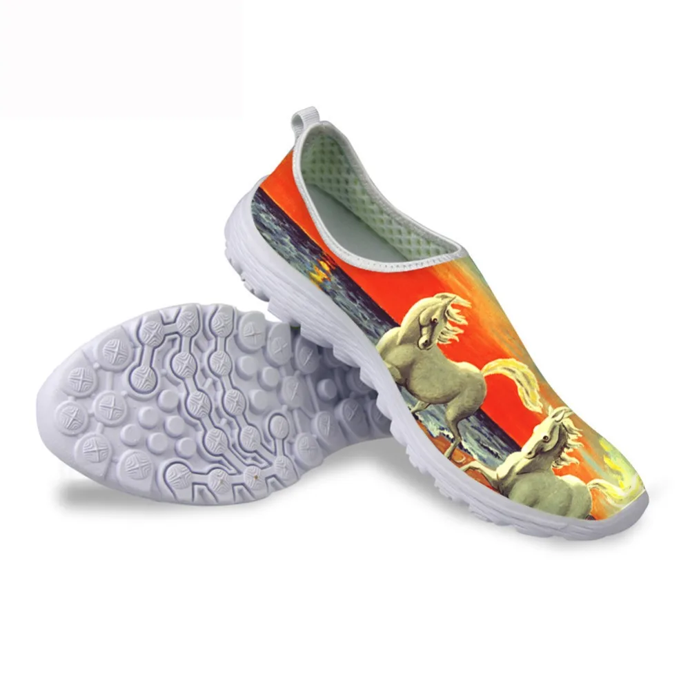 

Summer Colorful Painting Pattern Women Slip-on Flats Girls Beach Casual Mesh Sneakers Female Trendy 3D Design Loafers