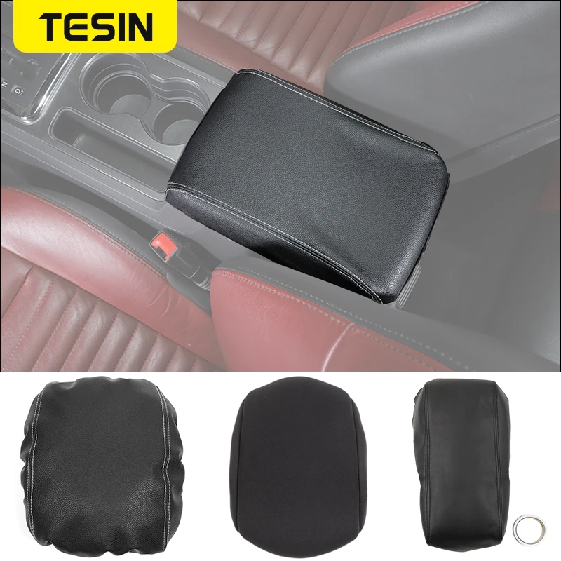 

TESIN Armrest Box Pad Cover Rest Panel Guard Protector Cover Trim for Dodge Challenger 2009-2014 Car Interior Accessories