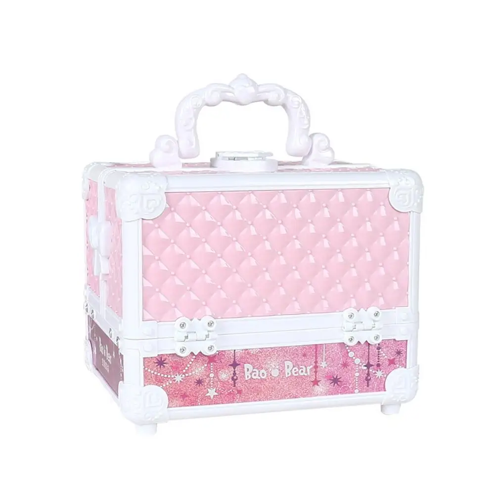 

Princess Pretend Play Kid Make Up Toys Pink Makeup Set with Portable Box Non-toxic Simulation Plastic Toy For Girls