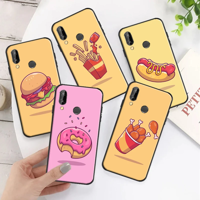 

Cute Food Doughnut Ice cream Hamburger Phone Case For Huawei P Smart Z 2019 2021 P20 P30 P40 P40 Lite Pro Cover Fundas Coque
