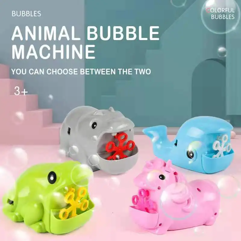 Animal bubble machine electric children's outdoor toys new Hippo whale frog bubble machine