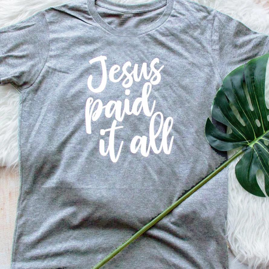

Jesus Paid it All t-shirt vintage praty camisetas grunge bless tumblr graphic Christian unisex aesthetic tshirt tee top K672